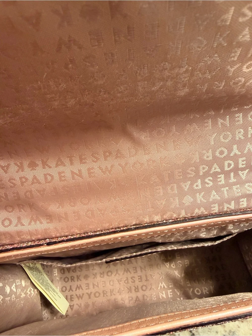Kate Spade Sunset Lane Eden rose gold glitter crossbody bag NWOT